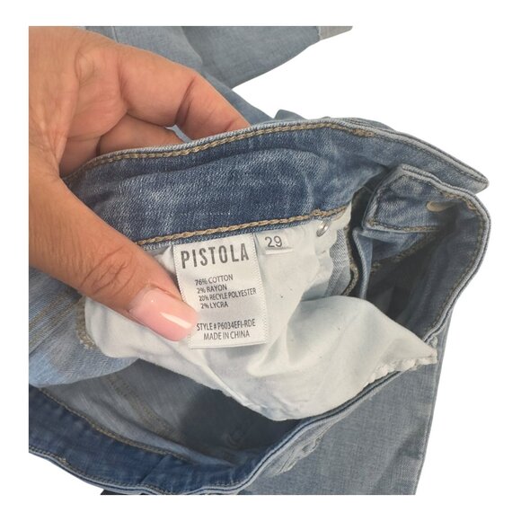 Pistola Distressed Light Wash Denim Cuffed Skinny Jeans Womens Size 29 Cotton Bl - Picture 4 of 13